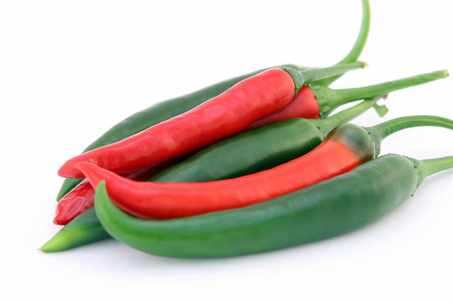 red and green chili peppers, appetite, banana, calories, catering, HD wallpaper