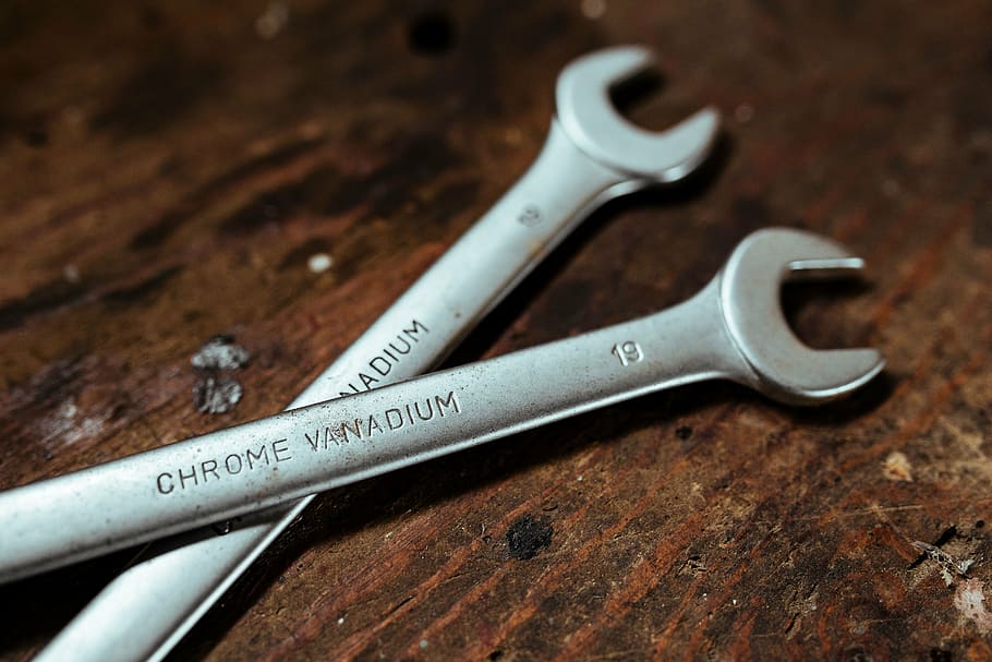 open-end wrench, mechanic, repair, work tool, wood - material