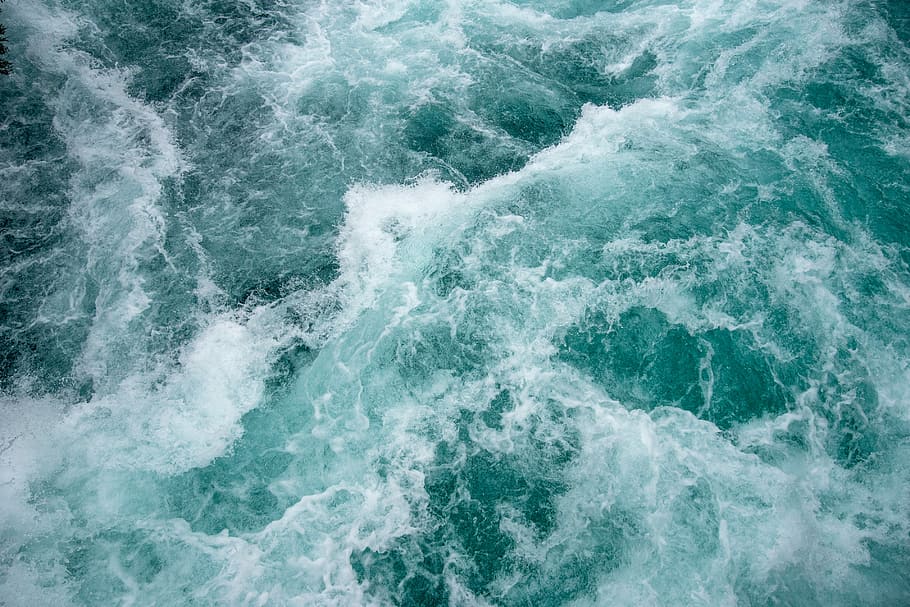 green ocean waves at daytime, aerial view photography of sea waves at daytime HD wallpaper