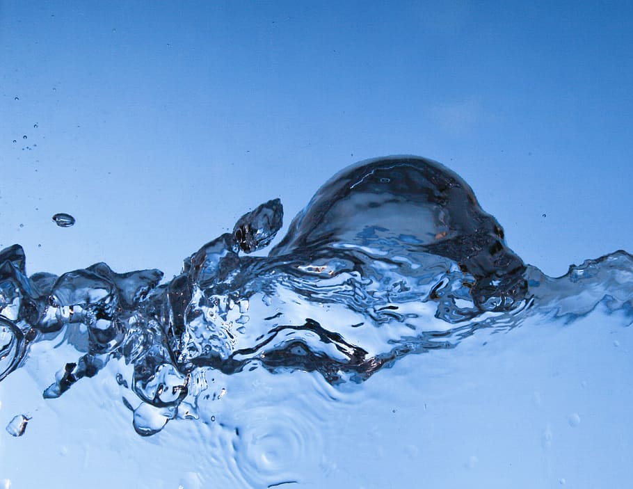 photography of water waves, water close-up photo, drop, blue, HD wallpaper