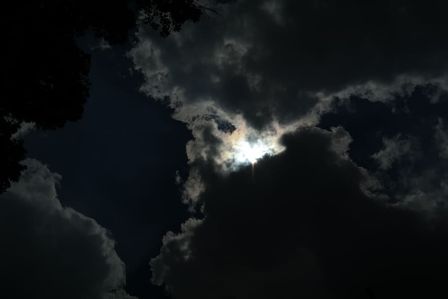 sun behind clouds, at night, gloomy, pale, darkness, scary, creepy, HD wallpaper