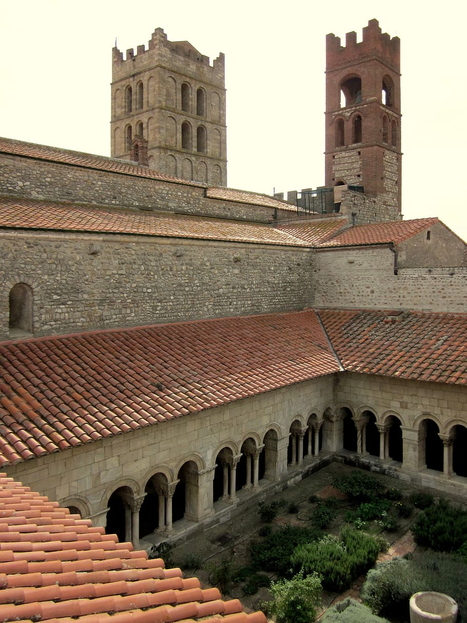 Cloister, Cathedral, Elne, Catalan, france, roussillon, french, HD wallpaper