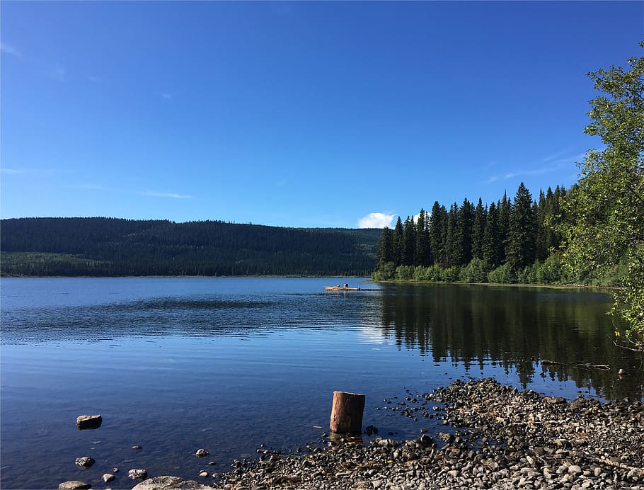 stone near calm body of water, nature, labor day, labour day, HD wallpaper