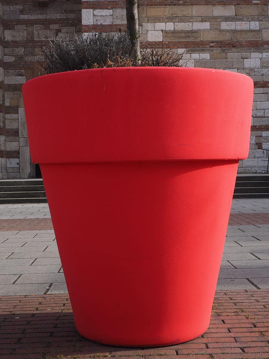 flowerpot, plus size, red, architecture, day, built structure