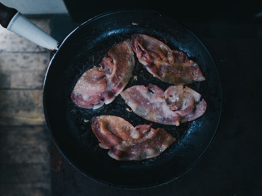cook, meat, pan, kitchen, kitchenware, oil, food, food and drink HD wallpaper