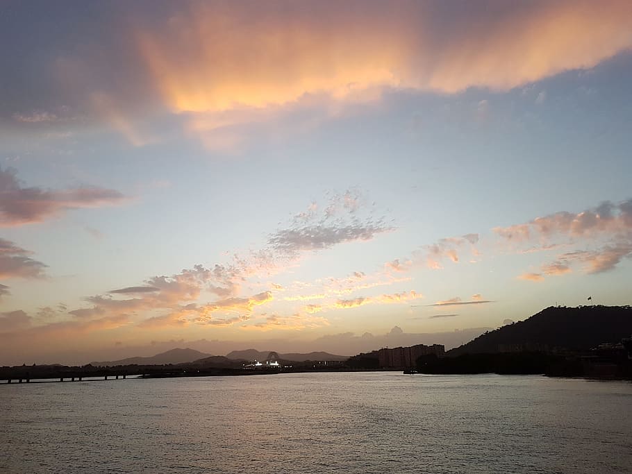 sunset, clouds, sky, speed, landscape, sky sun, sea, dusk, red HD wallpaper