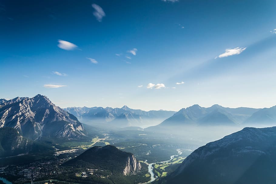 landscape photography of mountains, mountain range, view, valley HD wallpaper