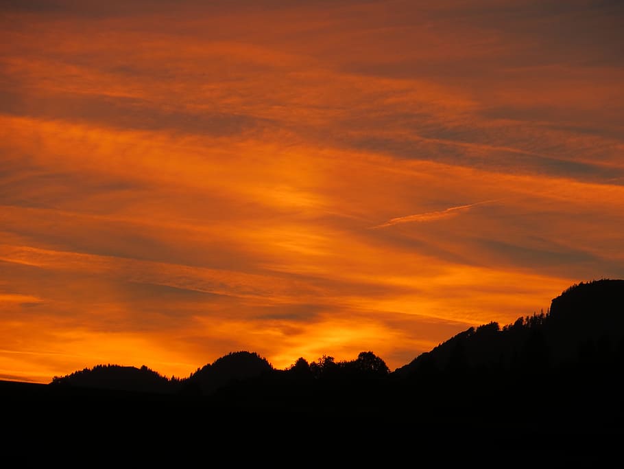 sunset, color, twilight, abendstimmung, orange, lichtspiel HD wallpaper