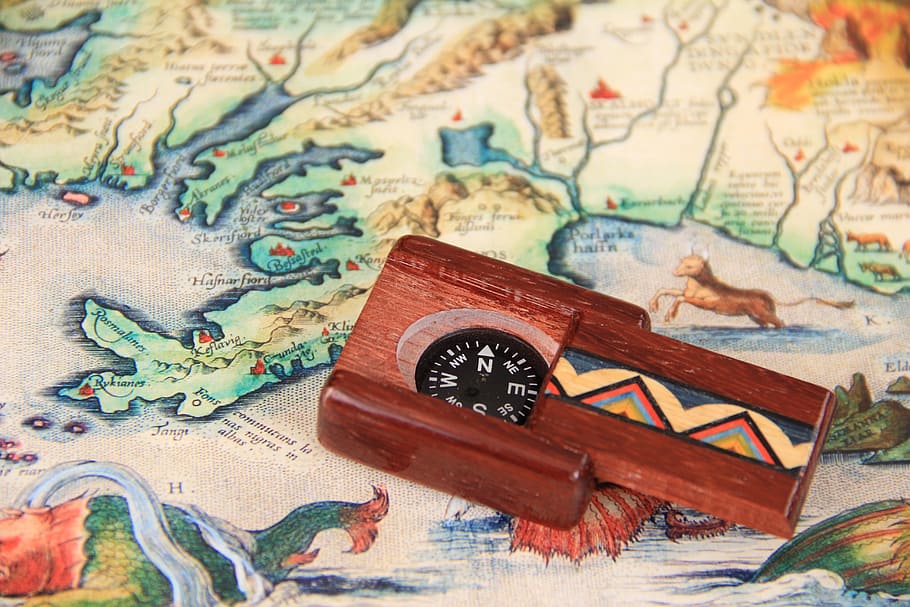 square black and brown compass on map, show, travel, design HD wallpaper