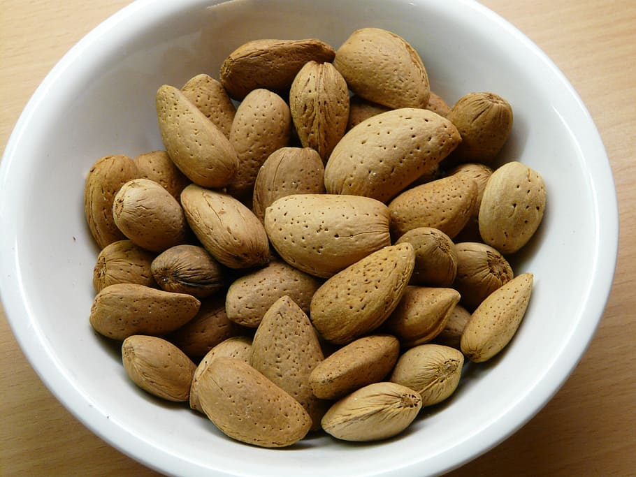 Almonds, Nuts, Shell, Food, Bowl, almond bowl, brown, nut - Food HD wallpaper