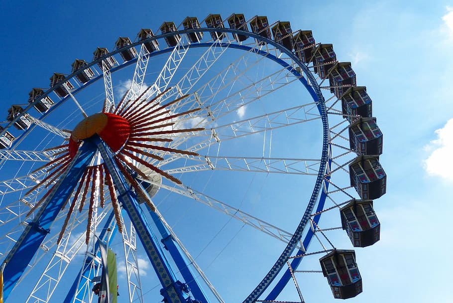 pointed bummel, oktoberfest, munich, graphic, white blue sky, HD wallpaper