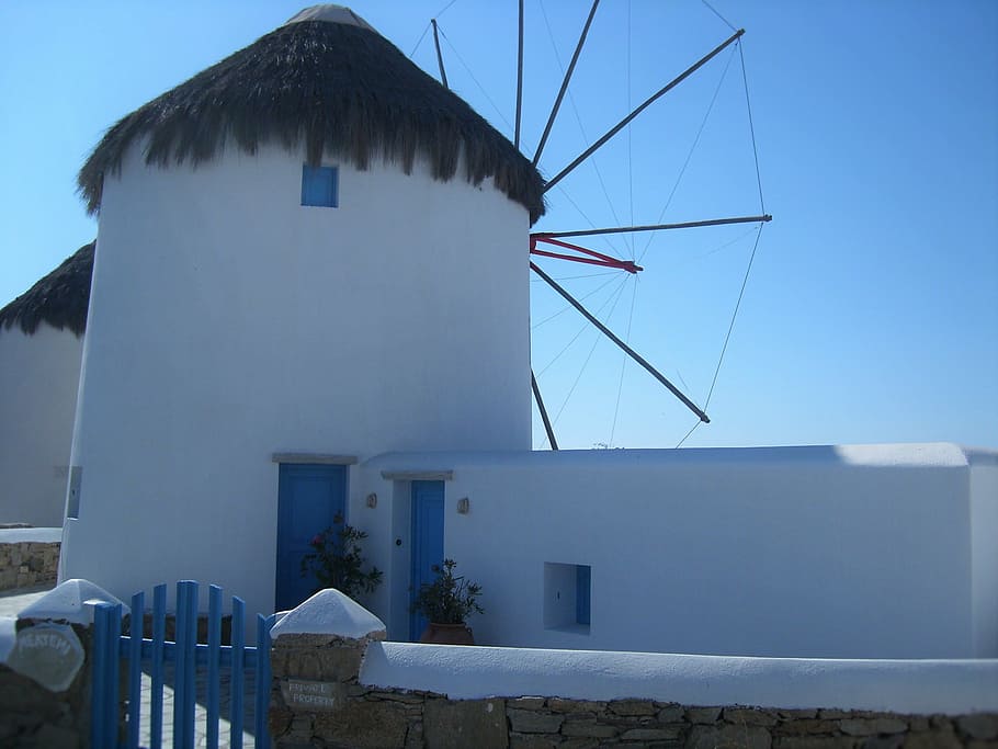 mill, greece, cyclades, blue, ile, mykonos, holiday, travel HD wallpaper