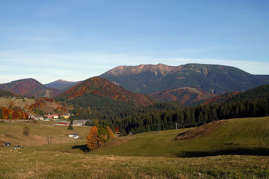 donovaly, slovakia, autumn, mountains, low tatras, colors, the sky, HD wallpaper