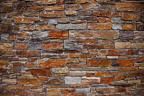 orange brick wall, stone wall, old, texture, pattern, surface HD wallpaper