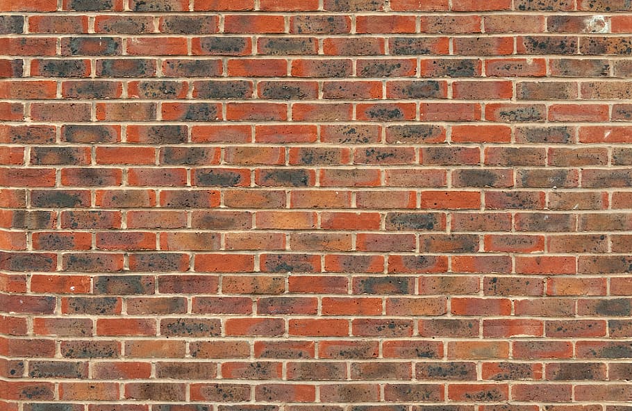 close-up photo of brown wall bricks, texture, backgrounds, red HD wallpaper