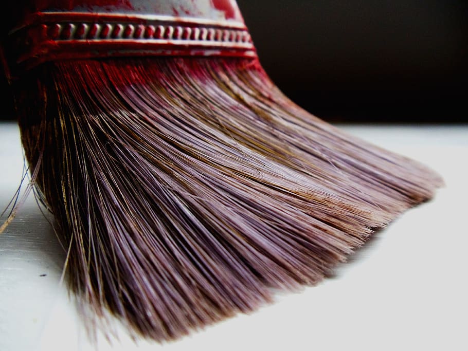 still, items, things, brush, paint, bristles, macro, paper HD wallpaper