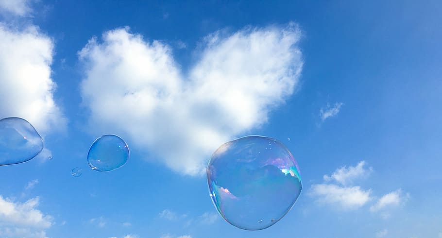 air, nature, sky, blue, cloud - sky, bubble, mid-air, fragility HD wallpaper
