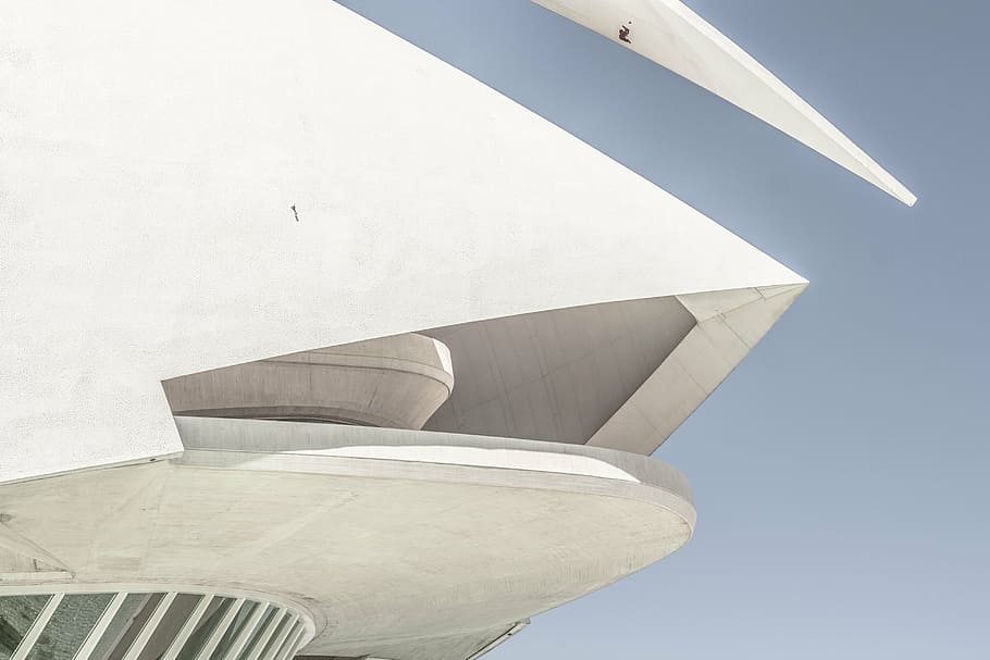 low angle photography of white concrete building, structure HD wallpaper