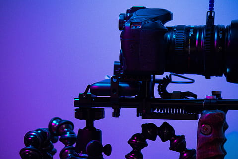 Custom Cine Rig, black DSLR camera on black tripod, lens, equipment HD wallpaper