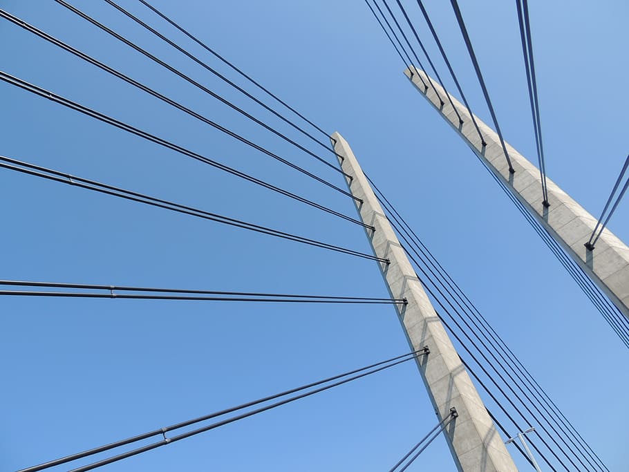 photo of white suspension bridge, architecture, building, sky HD wallpaper