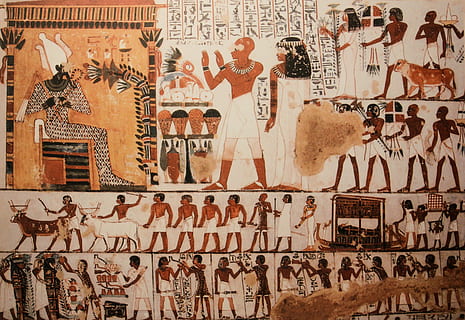 Hindu character collage, Mural, Egypt, Pharaonic, Luxor, Tomb HD wallpaper