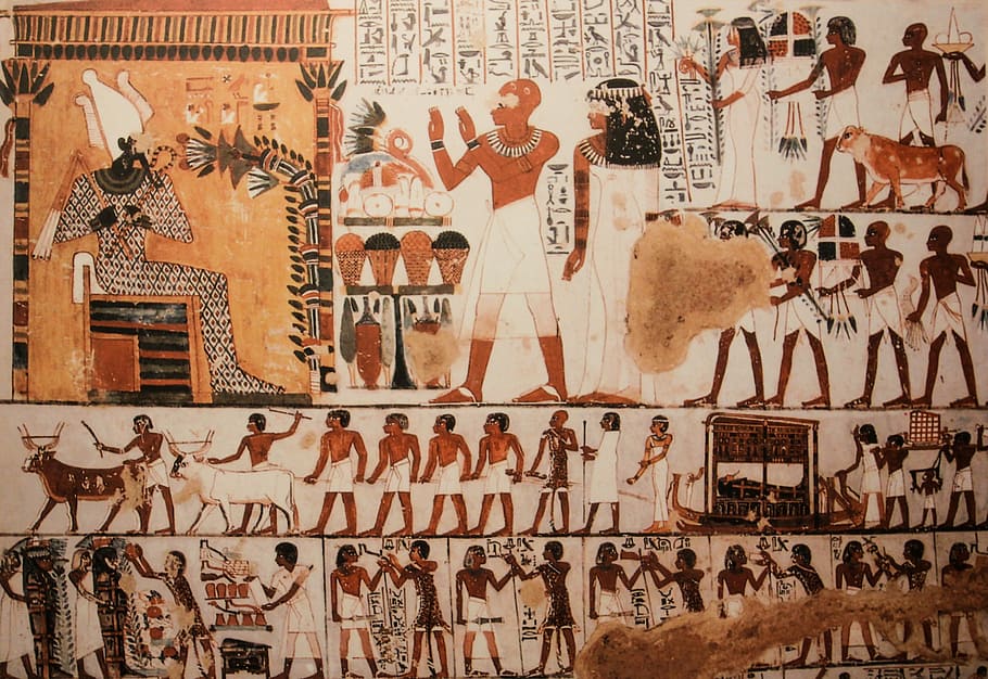 Hindu character collage, Mural, Egypt, Pharaonic, Luxor, Tomb, HD wallpaper