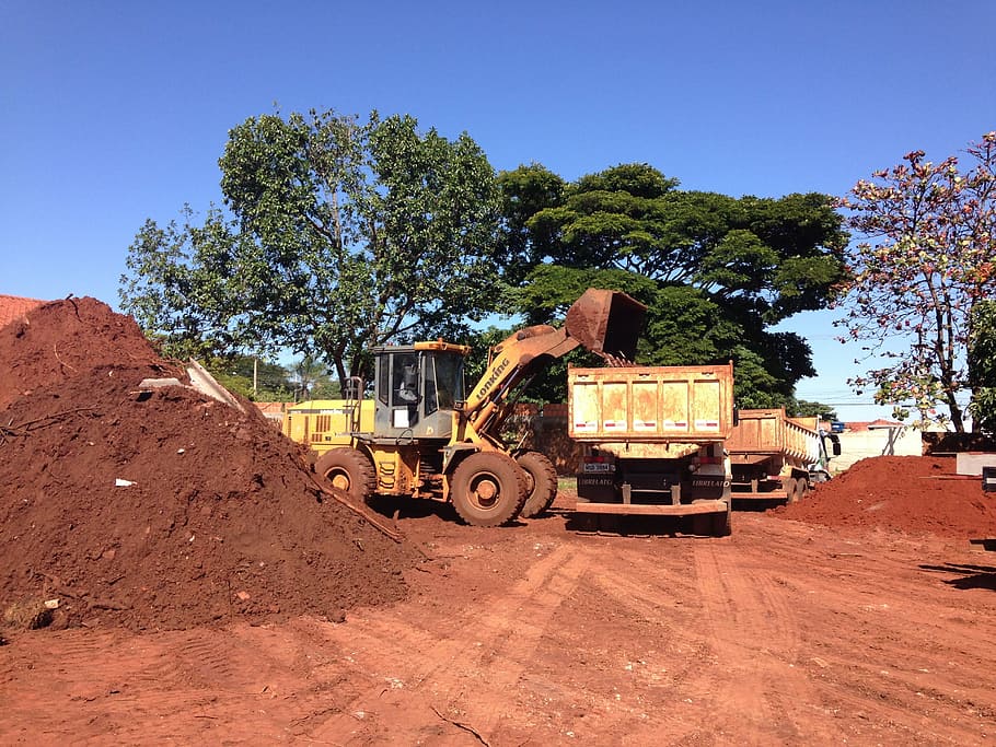 Work, Trucks, Earthwork, Excavator, ground, driving, agriculture HD wallpaper