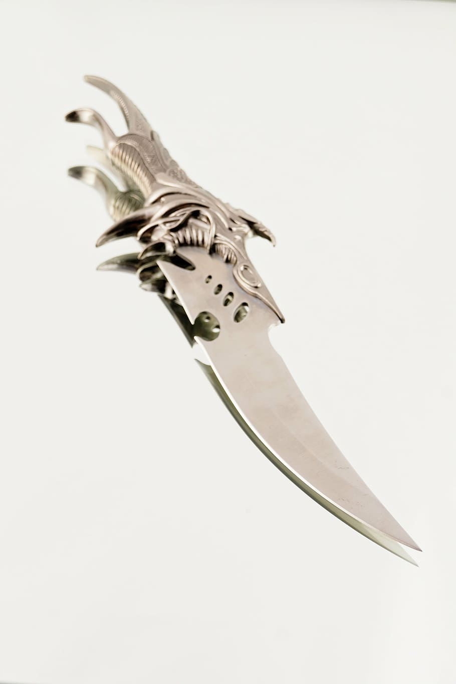 silver-colored dagger, handle, ornament, weapon, knife, fight HD wallpaper