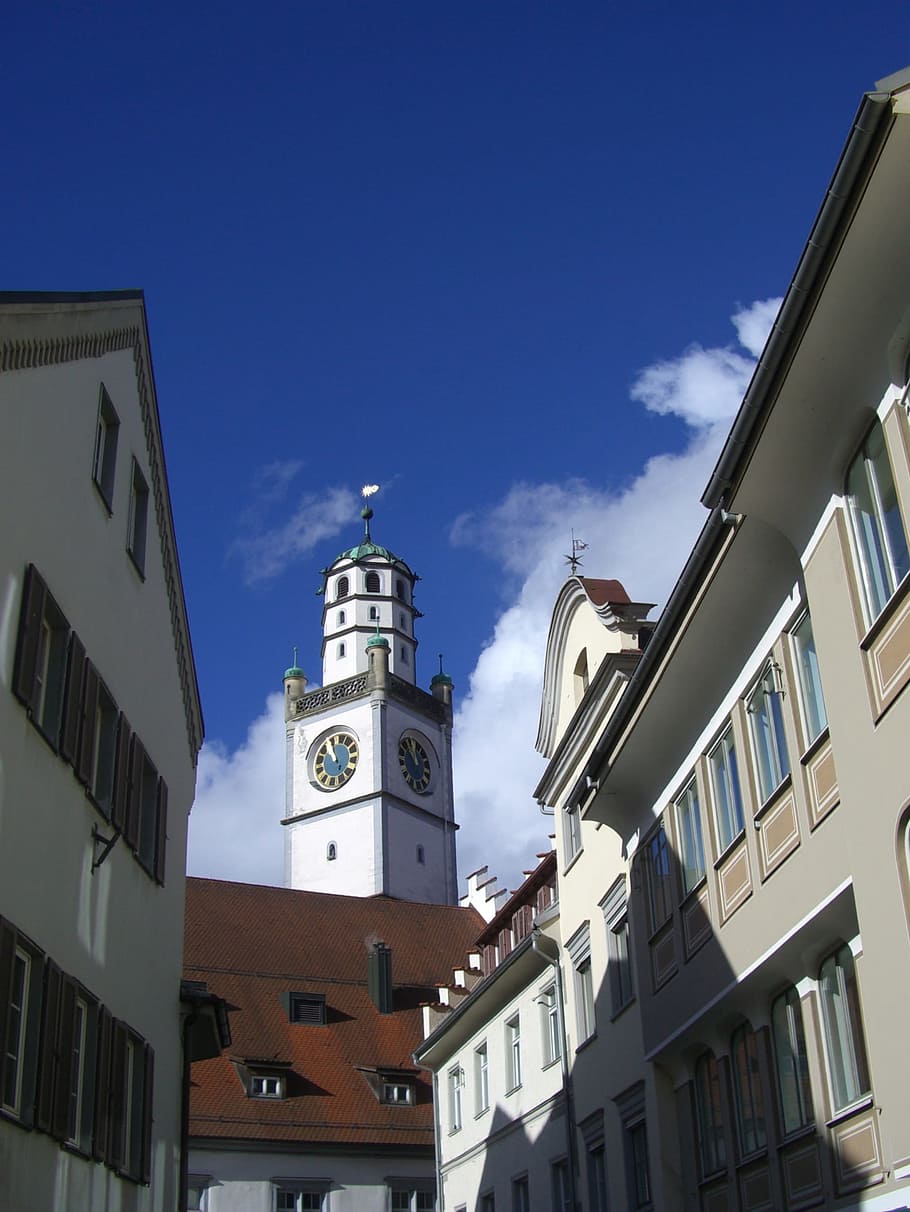Blaser, Tower, Ravensburg, blaser tower, bowever, row of houses HD wallpaper