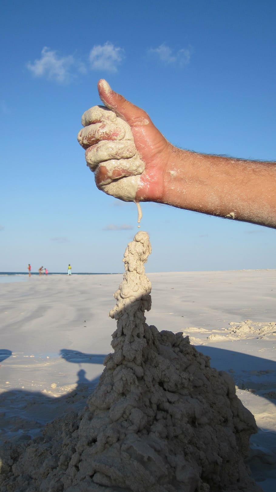 sandcastle, mar, hand, fun, holidays, summer, water, ocean HD wallpaper