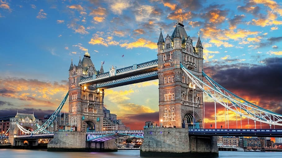 landscape photograph of Tower Bridge, London, thames, river HD wallpaper