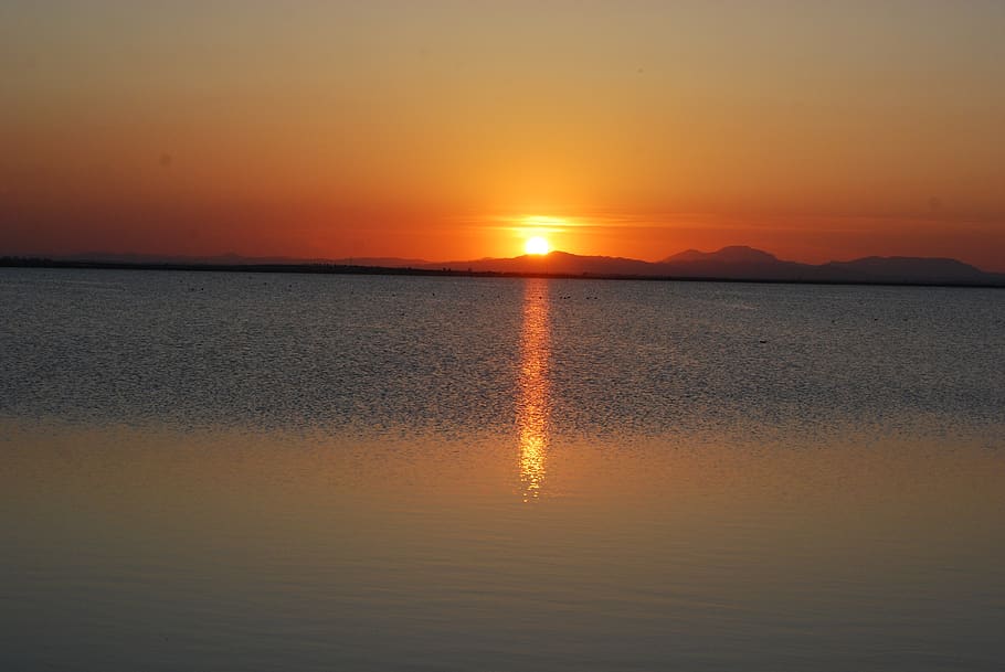 sunset, lake, landscape, scenics - nature, sky, beauty in nature HD wallpaper