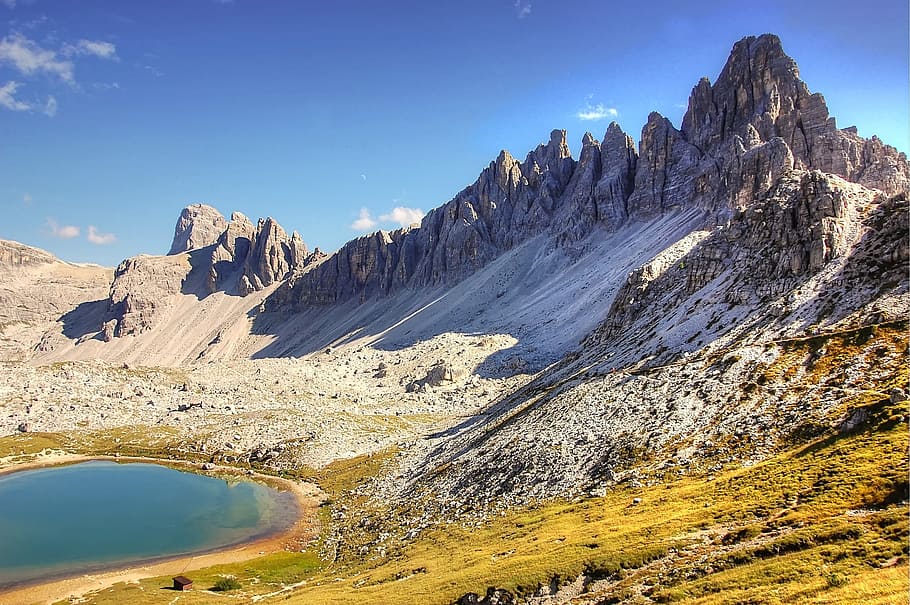 gray rocky mountain during daytime, bödensee, dolomites, alm HD wallpaper