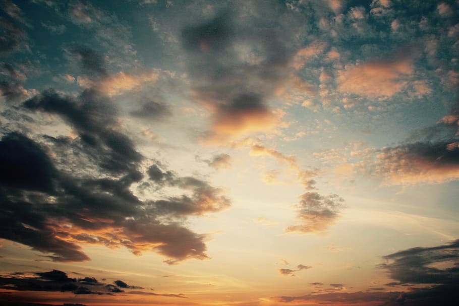 Sky, Rays, Dark Clouds, blue, clouds form, covered sky, evening sky HD wallpaper