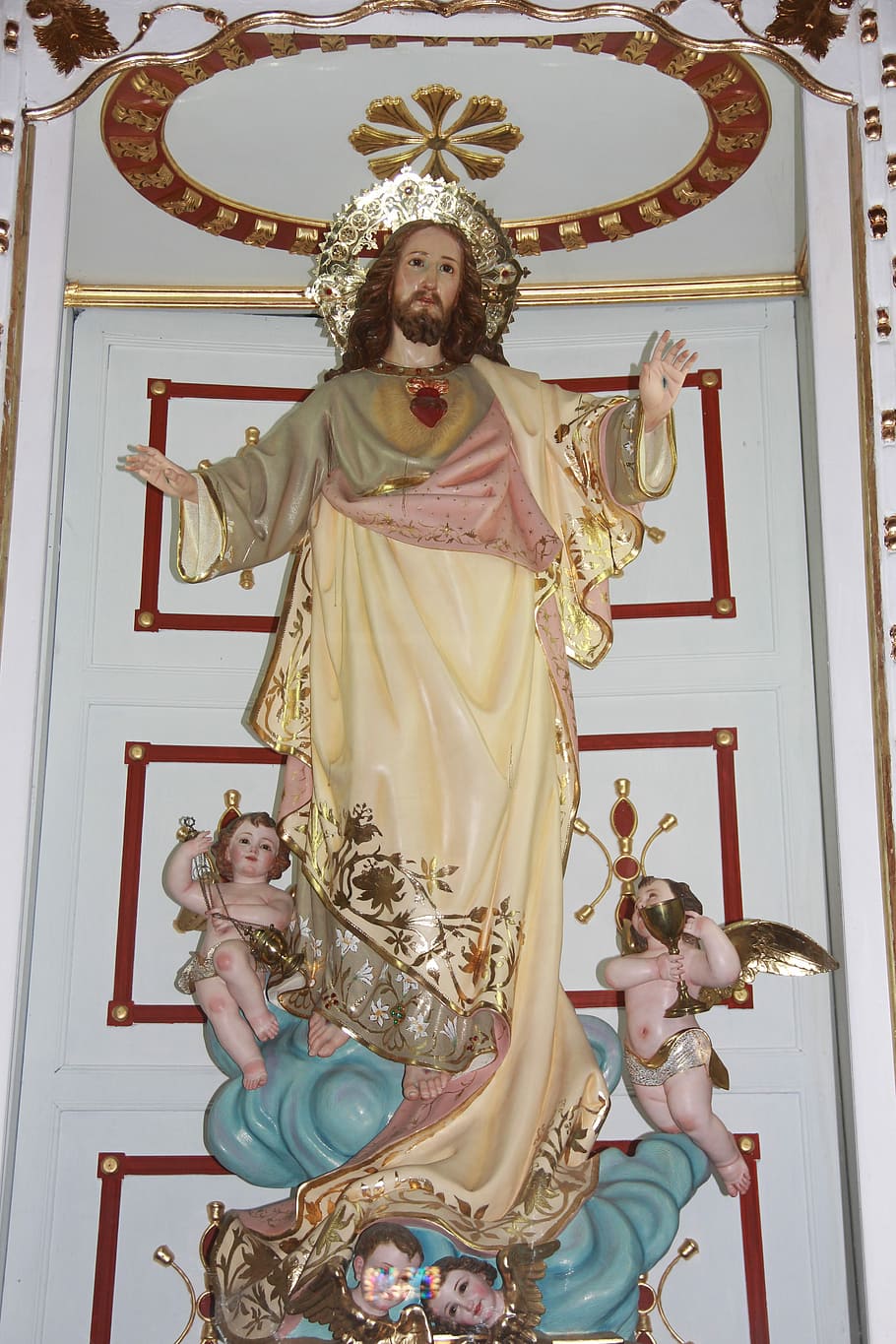 Statue, Jesus, Religion, Devotion, female likeness, gold colored HD wallpaper
