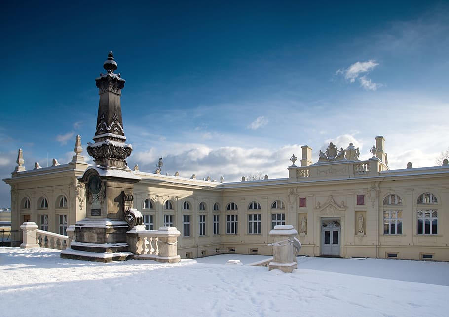 travel, winter, spa, grounds, snow, czech republic, healing springs HD wallpaper