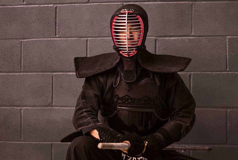 man wearing fencing safety gear set, person wearing fencing armor HD wallpaper