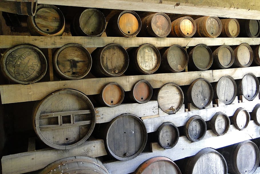 cave, barrels, wine, castle, france, white wine, old barrel HD wallpaper