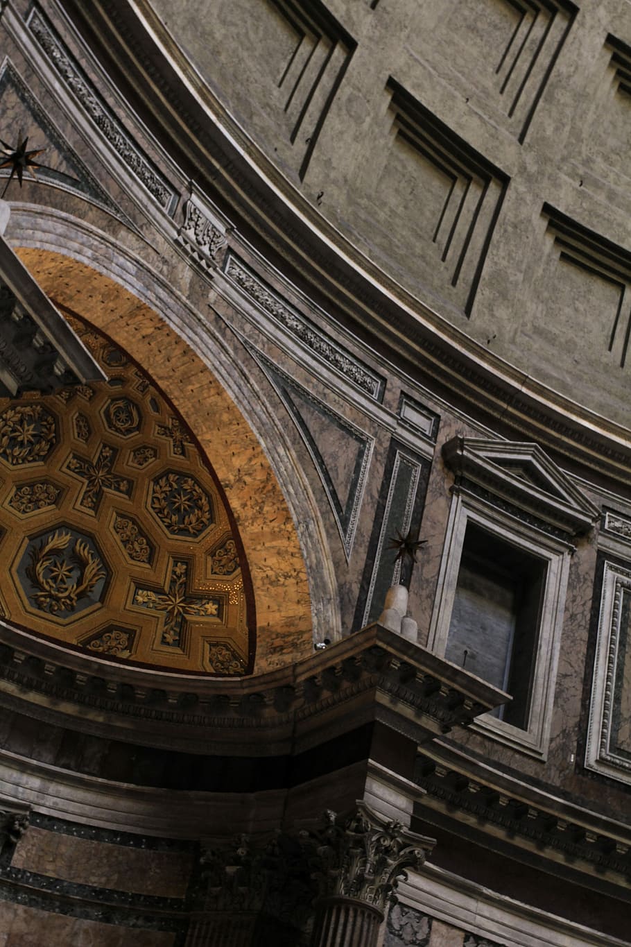 grey and brown dome ceiling building, brown concrete structure HD wallpaper