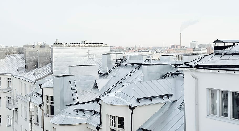Helsinki Rooftops, top view photography white concrete building HD wallpaper