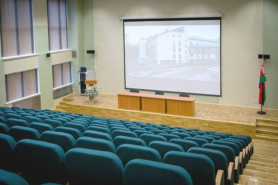 Cinema, Scene, Screen, Table, indoors, no People, projection Screen HD wallpaper