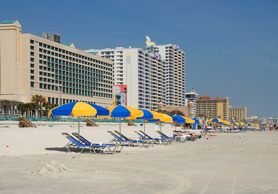 daytona beach, florida, seascape, ocean, sand, blue, water, HD wallpaper