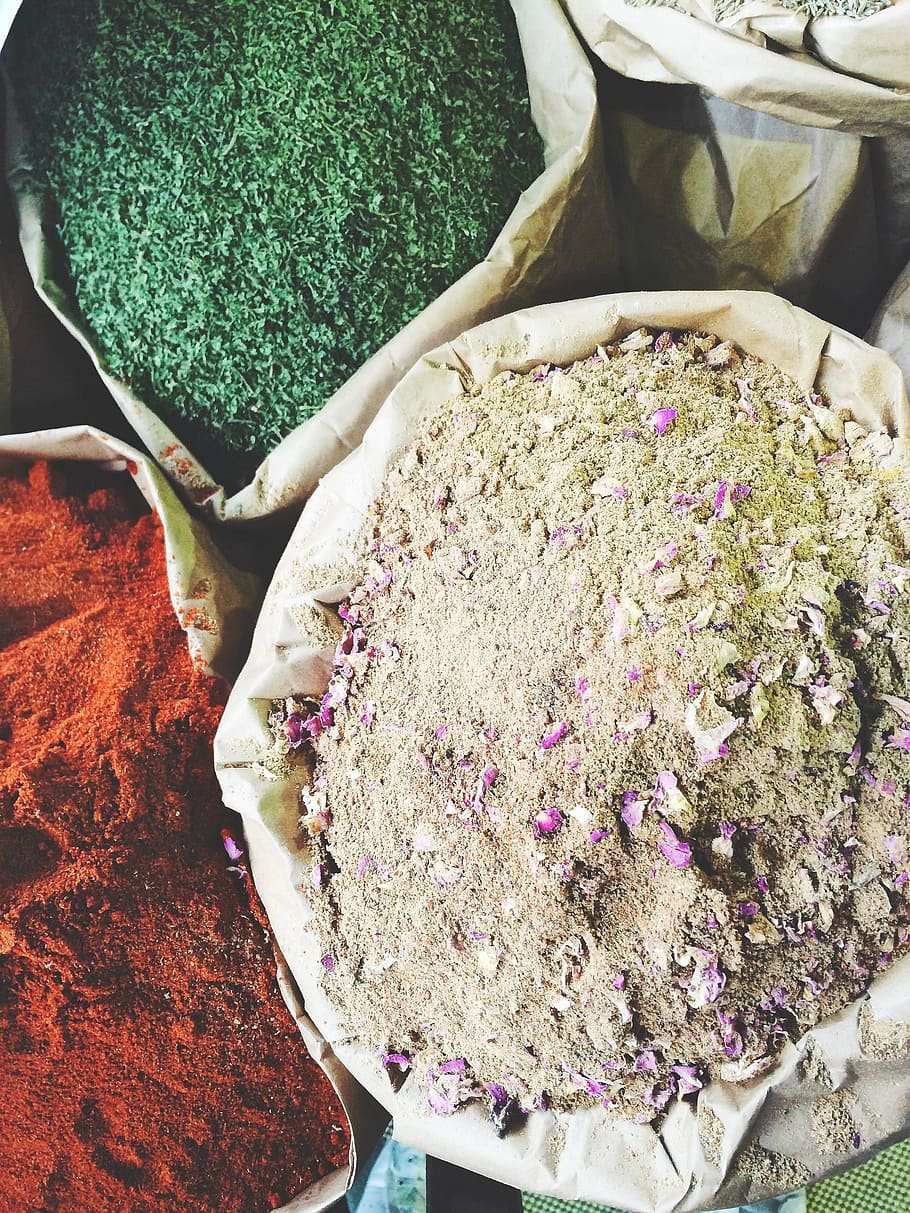 red, herbal, powder, sack, commercial, freshness, food and drink HD wallpaper