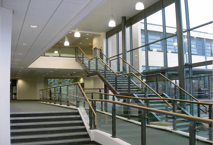 school, stairs, architecture, staircase, modern, indoors, steps