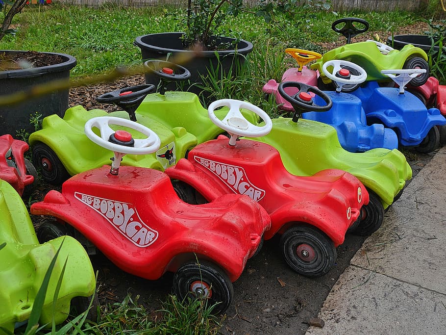 Bobby Car, Children, Toys, Auto, children toys, outdoors, green Color, HD wallpaper