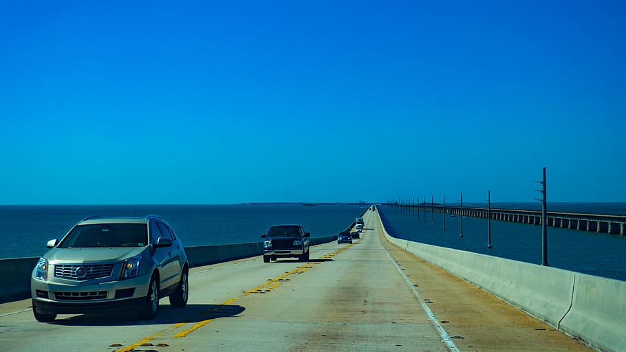 key west, florida, bridge, sky, clear sky, copy space, blue HD wallpaper