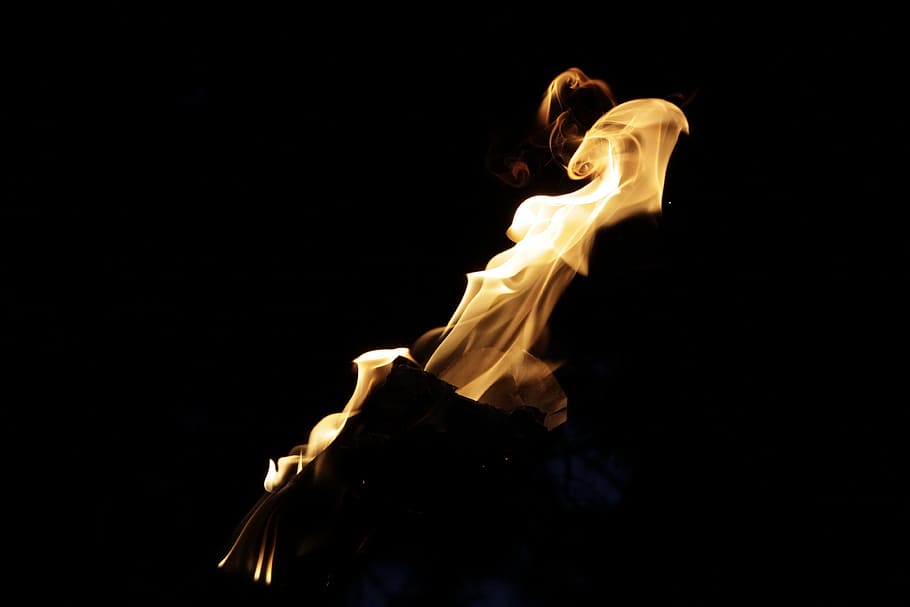 fire, night, flame, light, energy, burning, nature, orange HD wallpaper