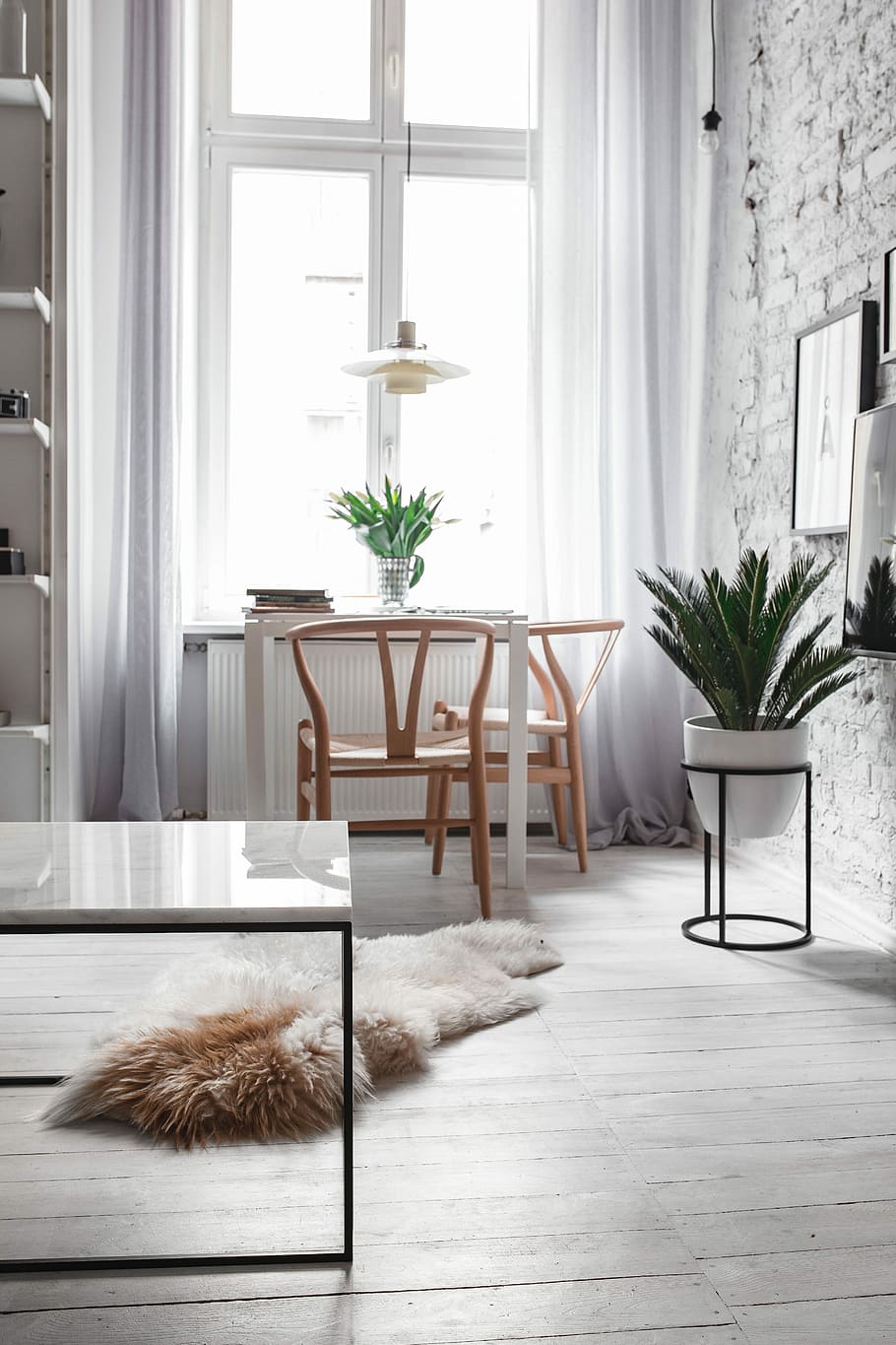 Living Room With Scandi Interior Design, Un'common Marble Table, HD wallpaper