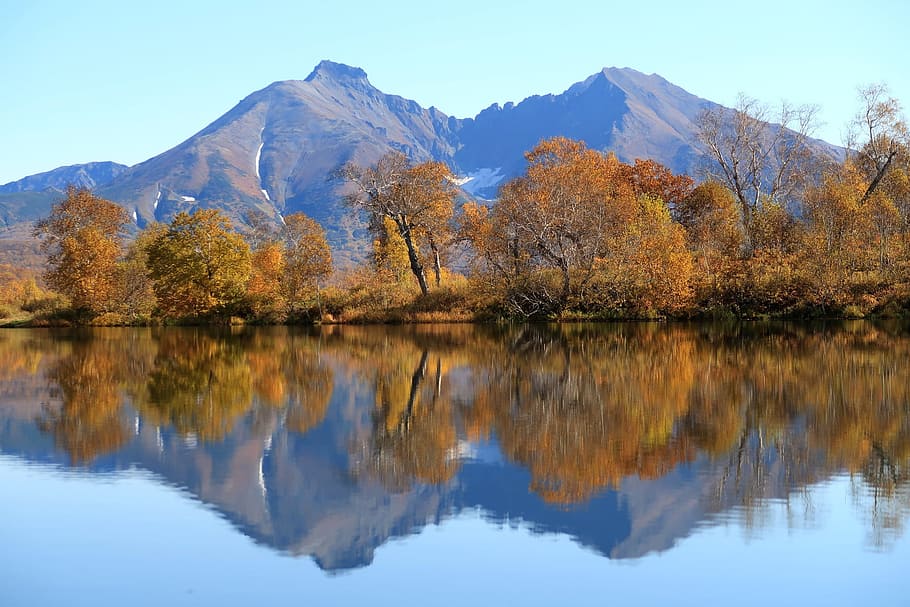 autumn, lake, mountains, reflection, forest, golden autumn HD wallpaper