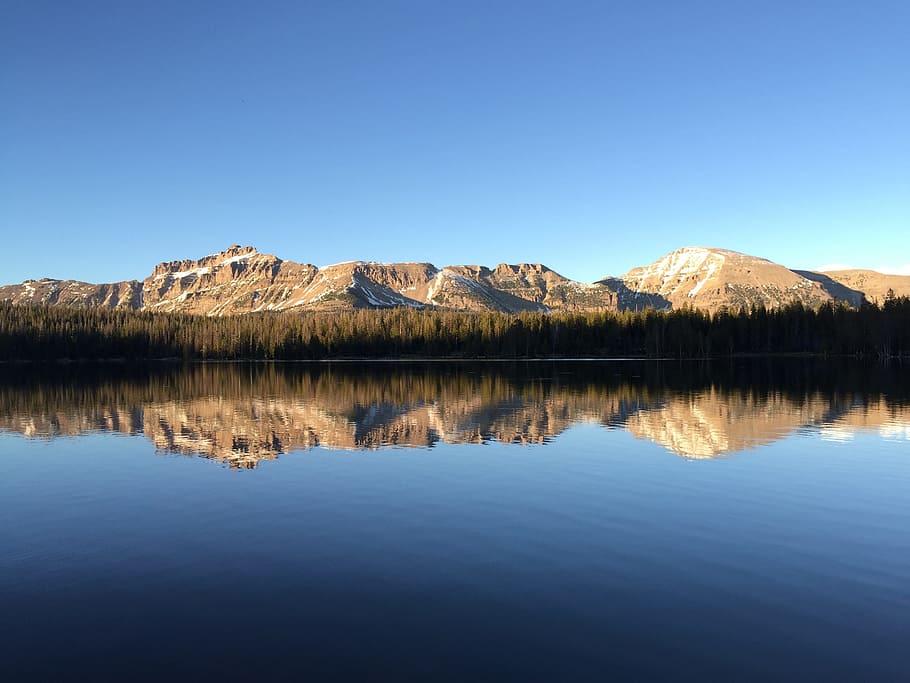 Mirror Lake, Utah, Mirror, Lake, reflection, mountain, blue, HD wallpaper